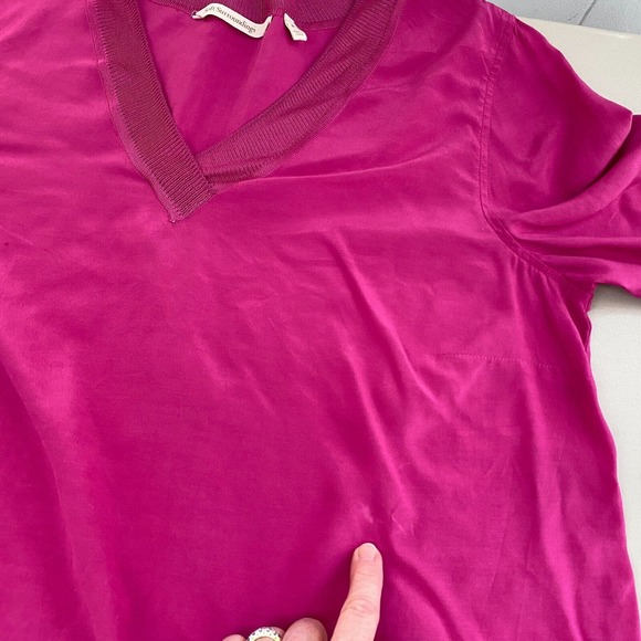Soft Surroundings Alita Tunic Top Womens Medium Magenta V Neck Slinky Viscose - Picture 7 of 15